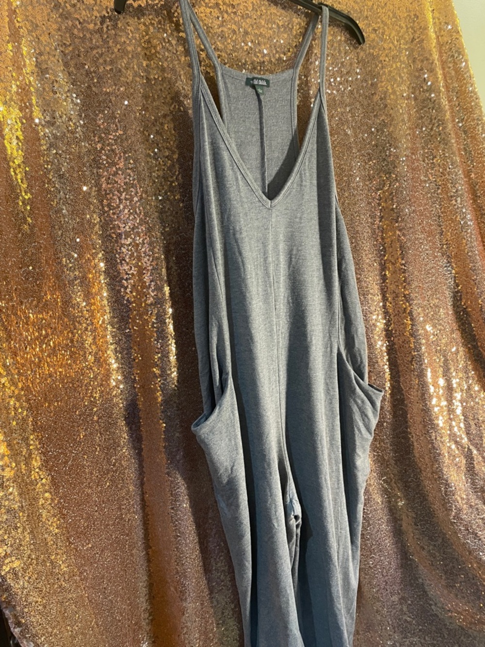 wild fable Steel Gray V-Neck Relaxed Jumpsuit with Pockets - Picture 3 of 11